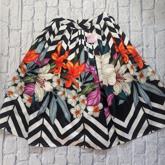 NWT Chicwish ZIGZAG BOUQUET PRINTED MIDI flared A line SKIRT - Picture 12 of 13